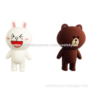 Customized Bear and Rabbit-shaped USB Flash Drive, Made of Soft PVC Material, OEM Orders are Welcome